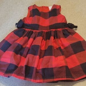 Red and Black Plaid Kids Dress Size 12 Months